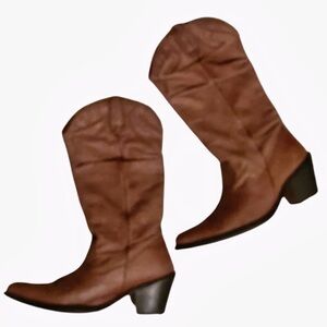 Faith London Spanish-Made Leather Cowboy Boots Chestnut Brown. Luxe Western  8